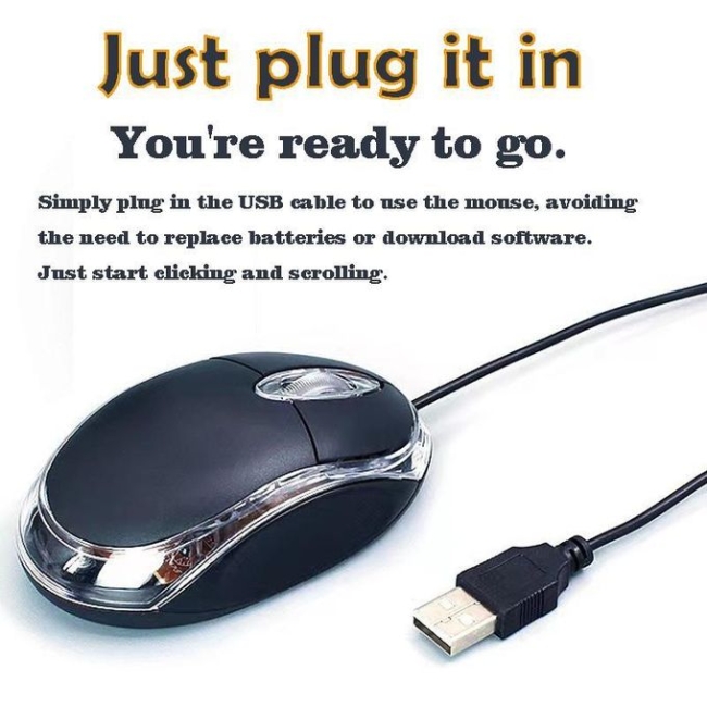 Souris Filaire USB Optique 1000 DPI Précision Plug Play