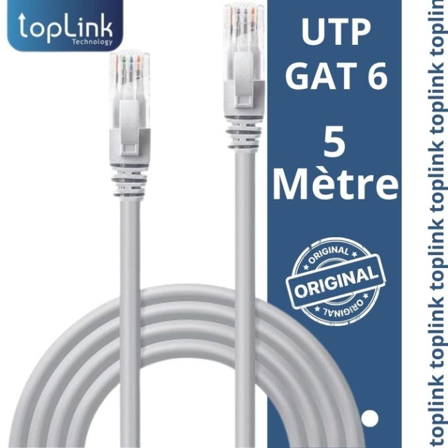 TOPLINK C&acirc;ble R&eacute;seaux FTP Cat6 - 5m- 5 M&egrave;tres - RJ-45 - Gris