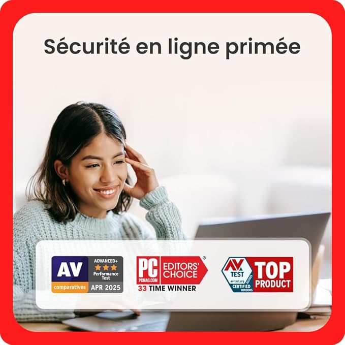 McAfee Total Protection 10 appareils 2025 | 15 mois | VPN sécurisé, logiciel de sécurité avec antivirus, gestionnaire de mots de passe et surveillance de l'identité | Téléchargement