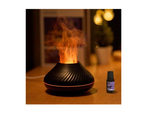 130ml-Diffuseur d'arômes et humidificateur à flamme simulée LED 7 couleurs