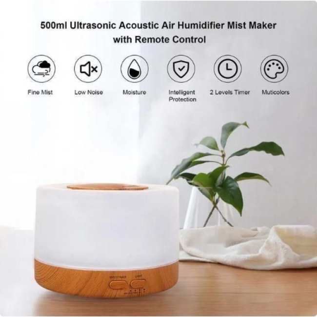 Humidificateur D'air En Vase De 130ml, Diffuseur D'huile Essentielle D'aromathérapie à Grain De Bois Creux, Lumière LED à 7 Couleurs